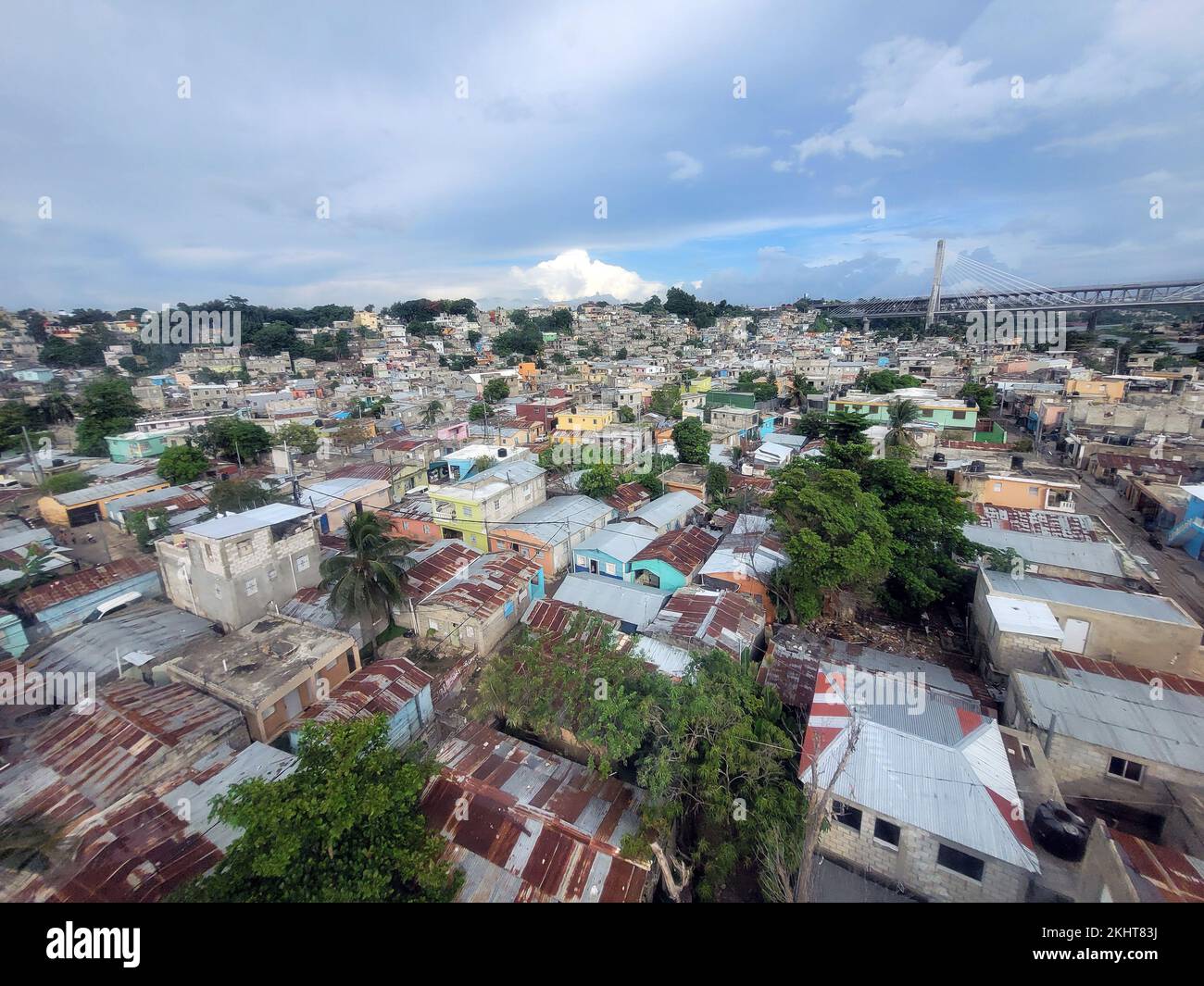 aerial of poor mans houses in santo domingo the capitol of the