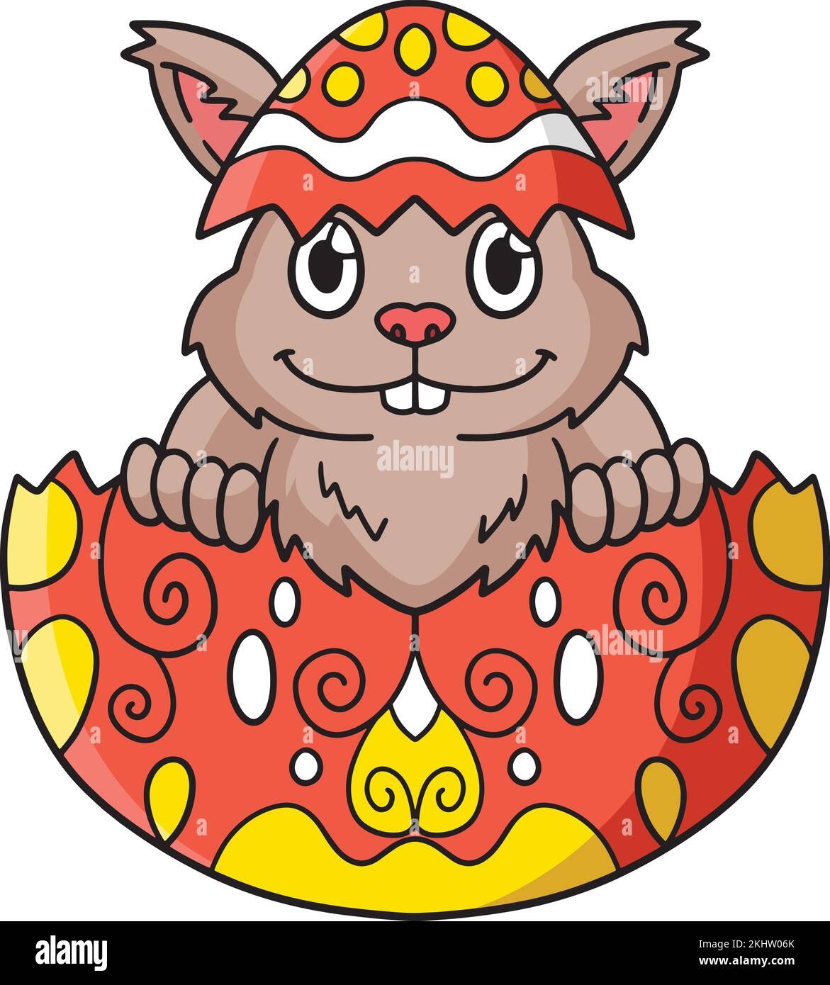 Bunny in Hatched Easter Egg Cartoon Clipart Stock Vector Image & Art ...