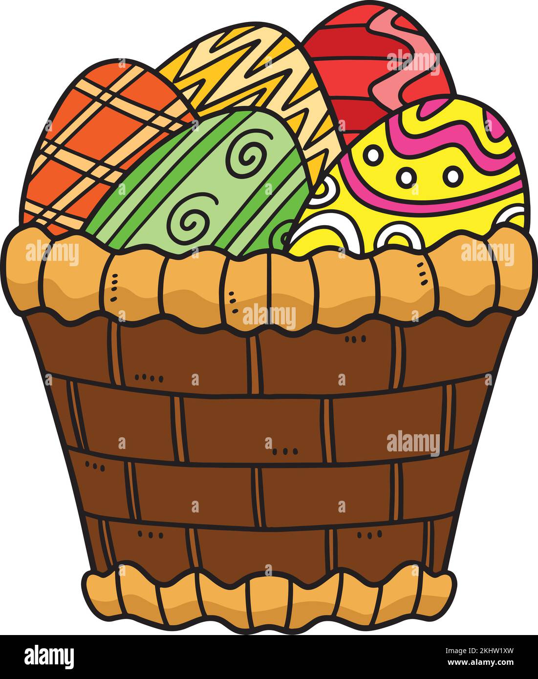 Easter Egg Basket Cartoon Colored Clipart Stock Vector Image & Art Alamy