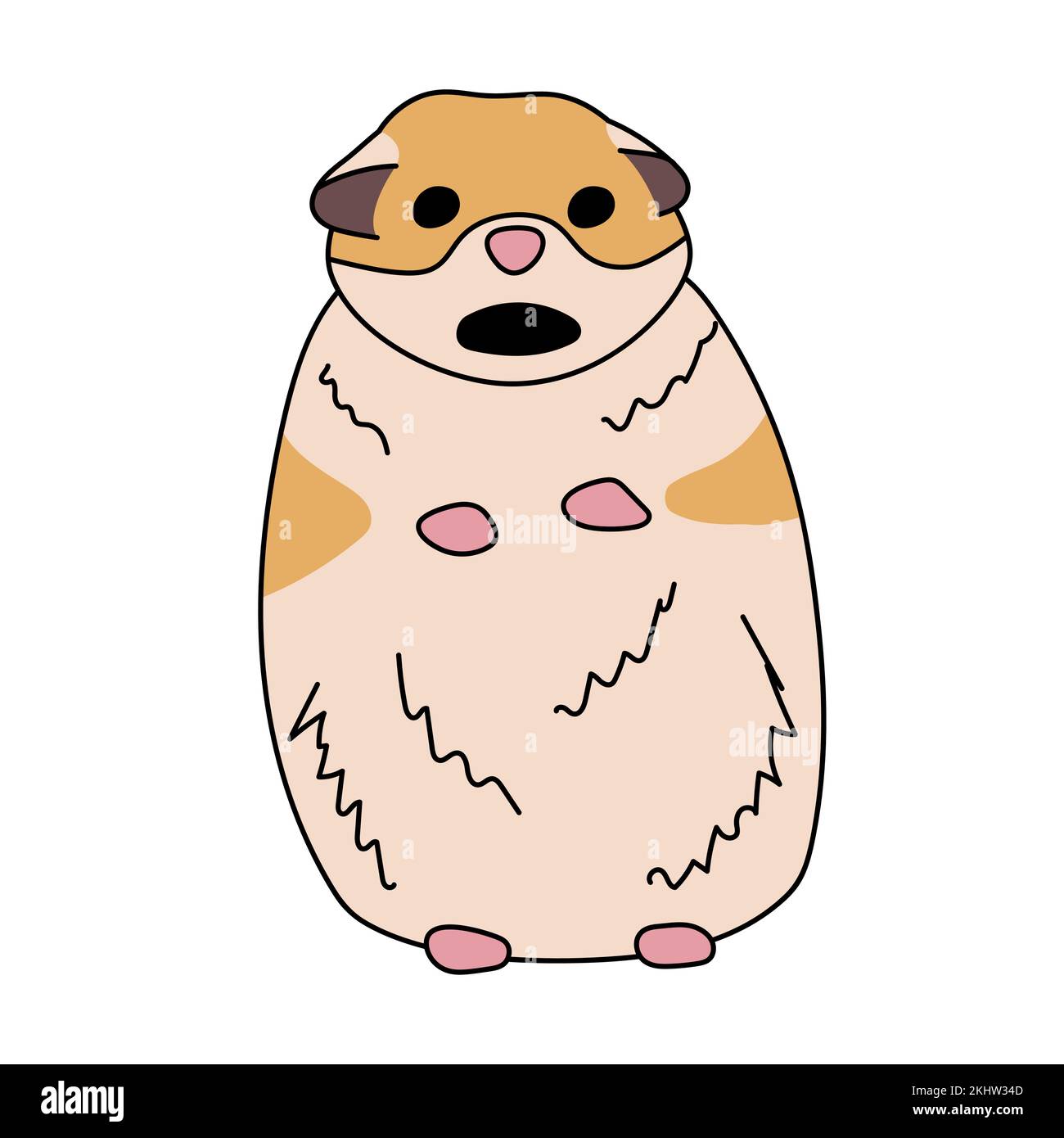 Famous meme with scared hamster. Flat comic fun vector illustration. Frightened surprised animal. Sticker for messengers. Open mouth. Terrified. Stock Vector