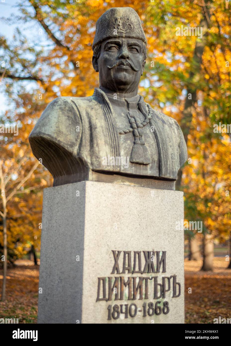Bust of Hadzhi Dimitar as a prominent voivode hero and revolution leader. Sofia, Bulgaria Stock Photo
