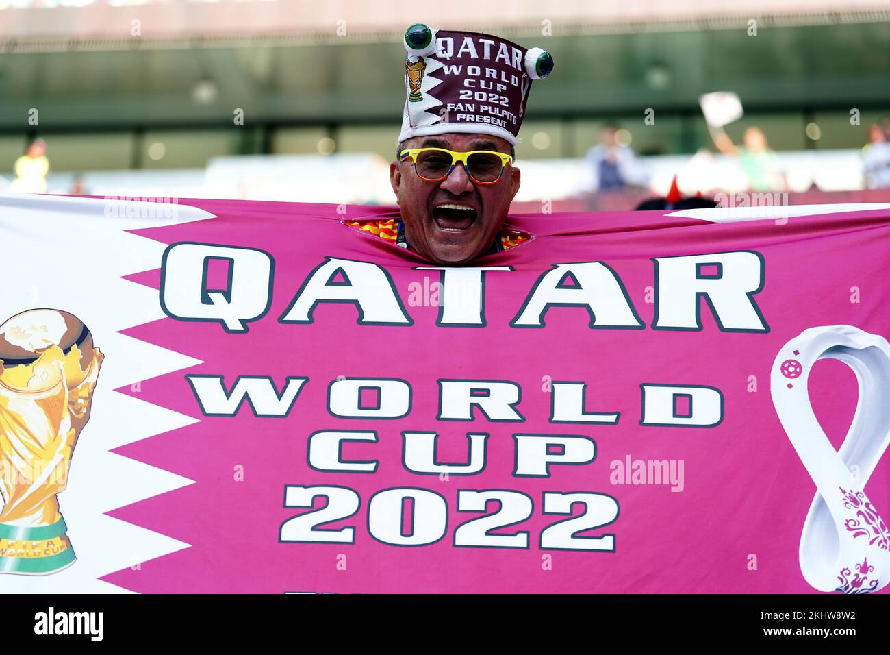 A fan ahead of the FIFA World Cup Group H match at the Education City Stadium, Doha, Qatar. Picture date: Thursday November 24, 2022. Stock Photo