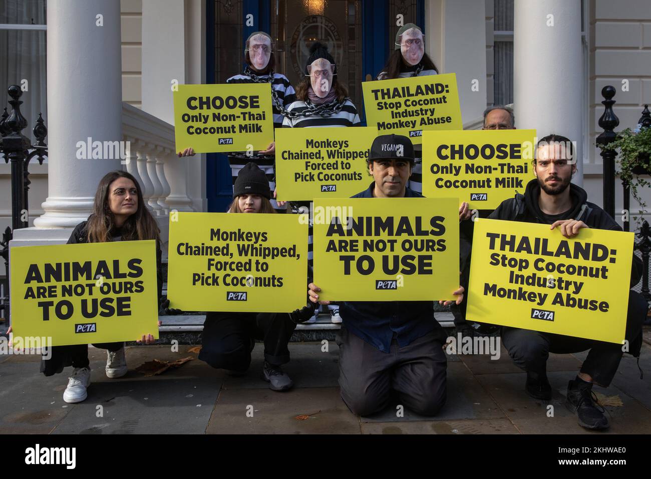 London, UK. 23rd November, 2022. PETA supporters, some of whom dressed ...