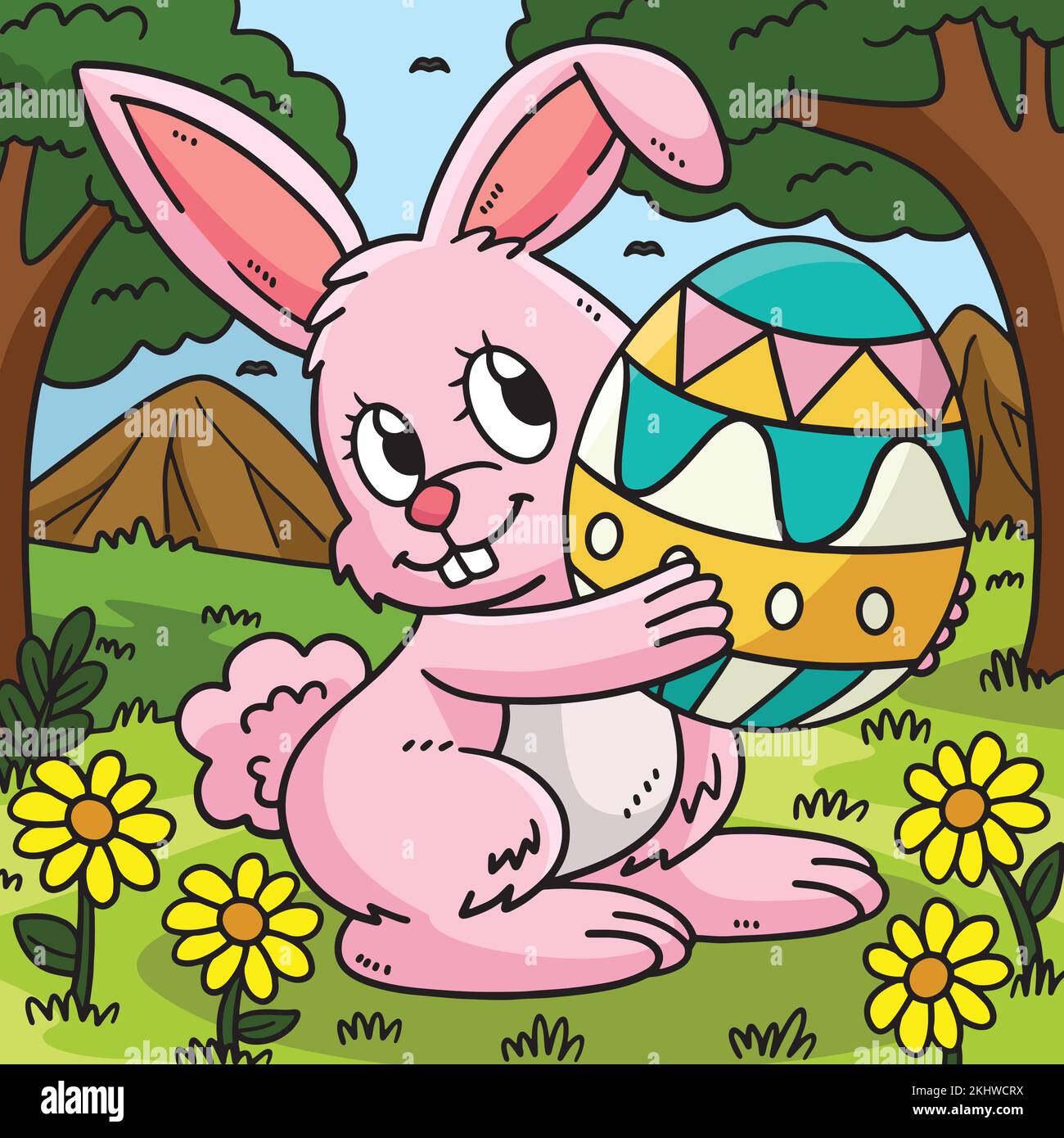 Bunny Carrying Easter Egg Colored Cartoon Stock Vector Image & Art - Alamy