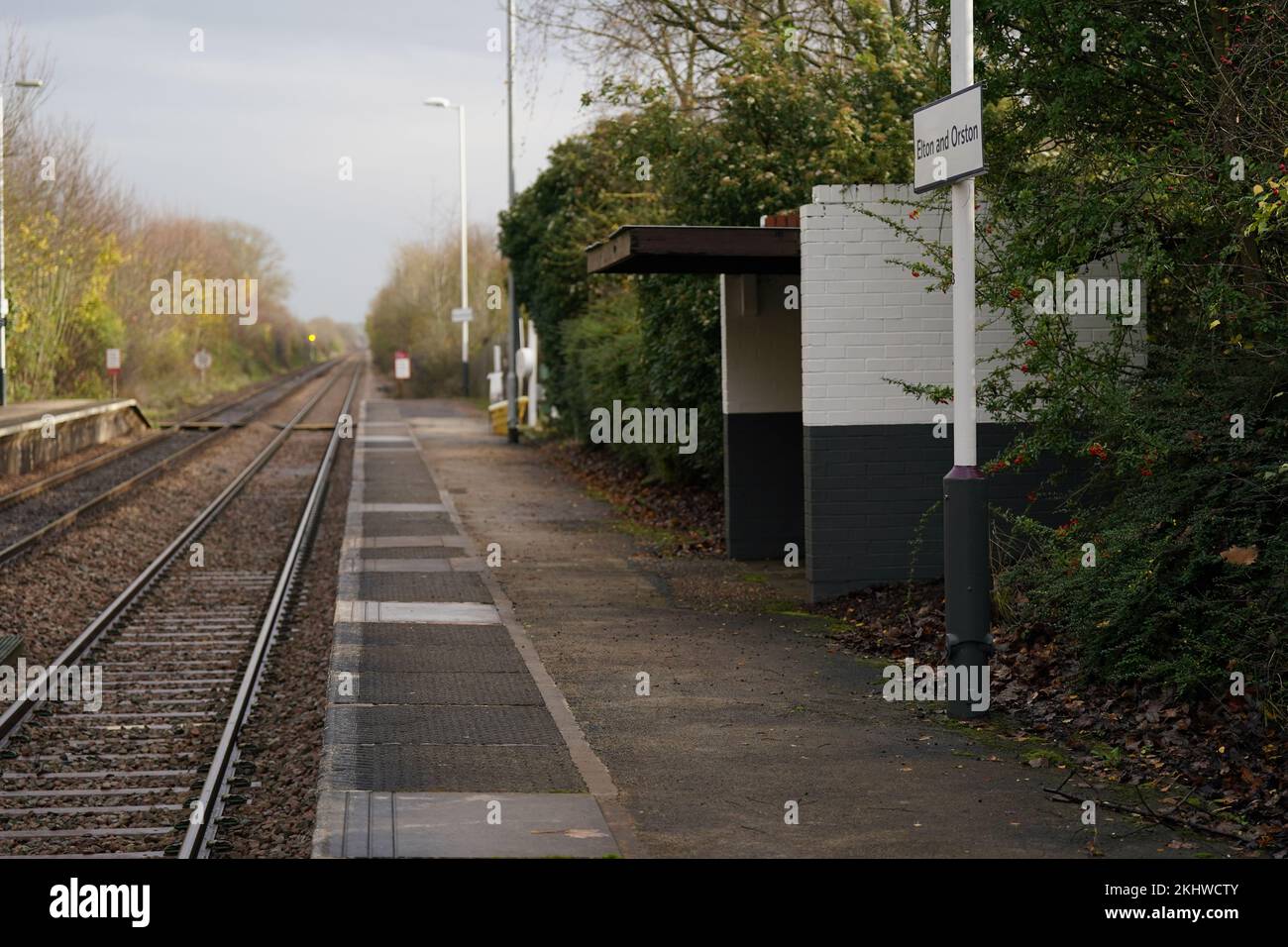 Elton and Orston railway station in Nottinghamshire, which has been named by the Office of Rail and Road (ORR) as Britain's least used station. Picture date: Thursday November 24, 2022. Stock Photo