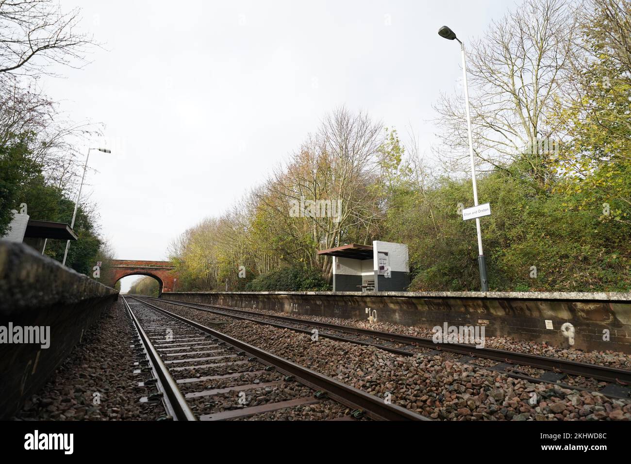 Elton and Orston railway station in Nottinghamshire, which has been named by the Office of Rail and Road (ORR) as Britain's least used station. Picture date: Thursday November 24, 2022. Stock Photo