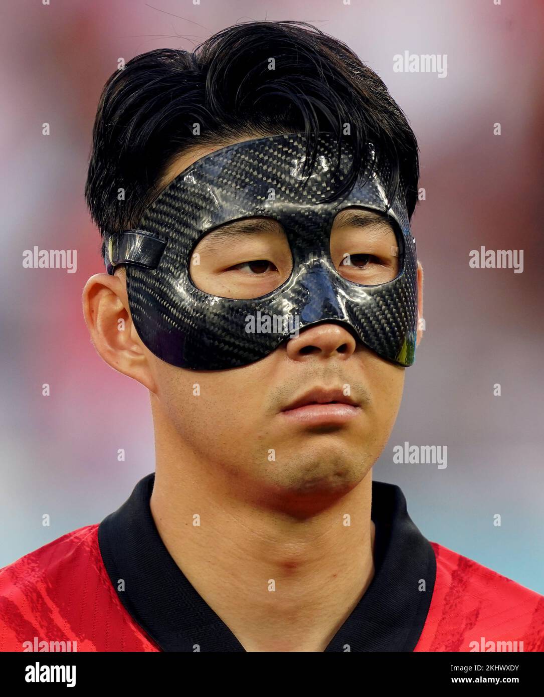 South Korea's Son Heung-min sporting a face mask during the FIFA World Cup Group H match at the Education City Stadium, Doha, Qatar. Picture date: Thursday November 24, 2022. Stock Photo