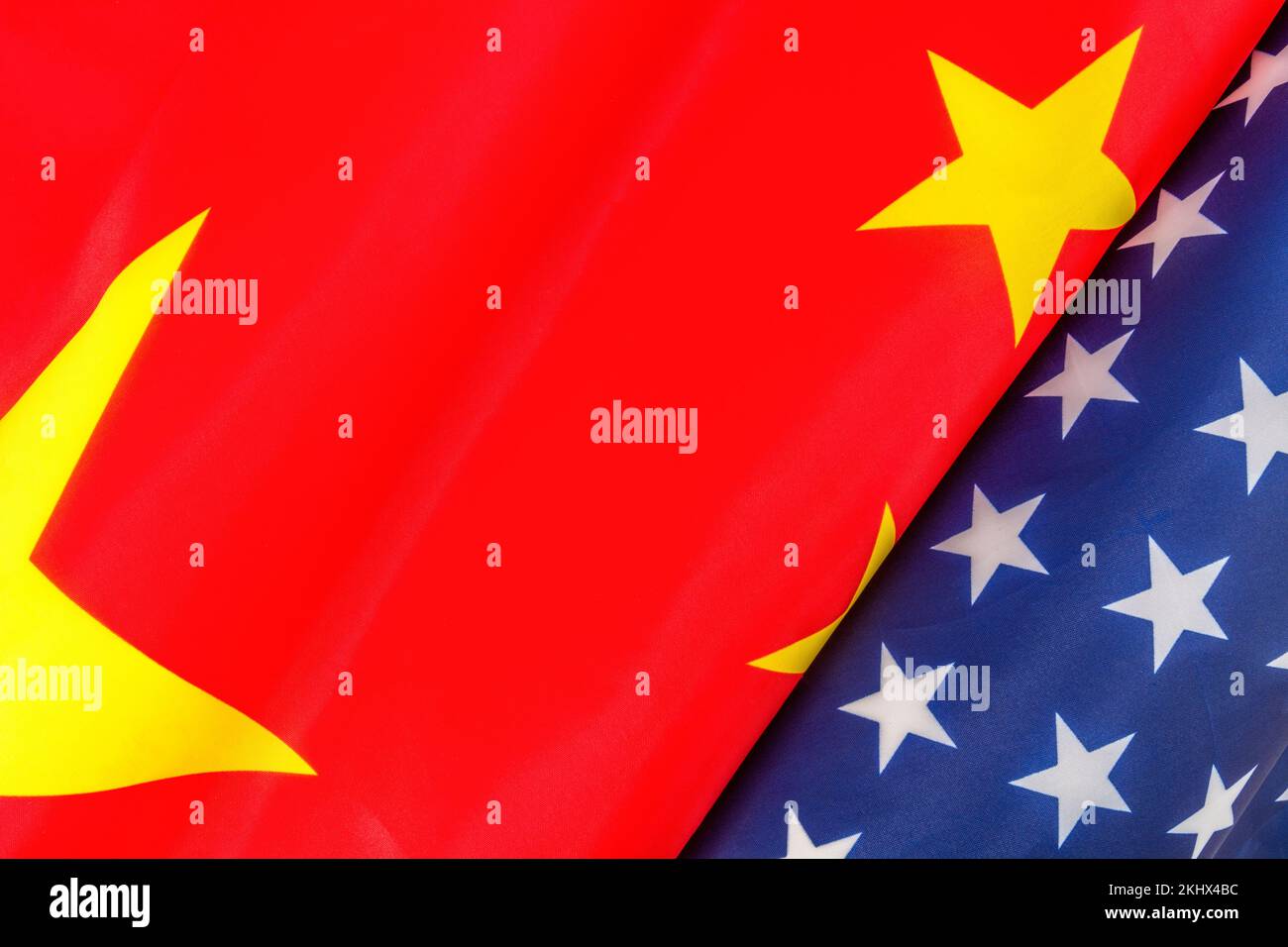Stars on US and Chinese flags. For ChinaUS relations, Joe Biden