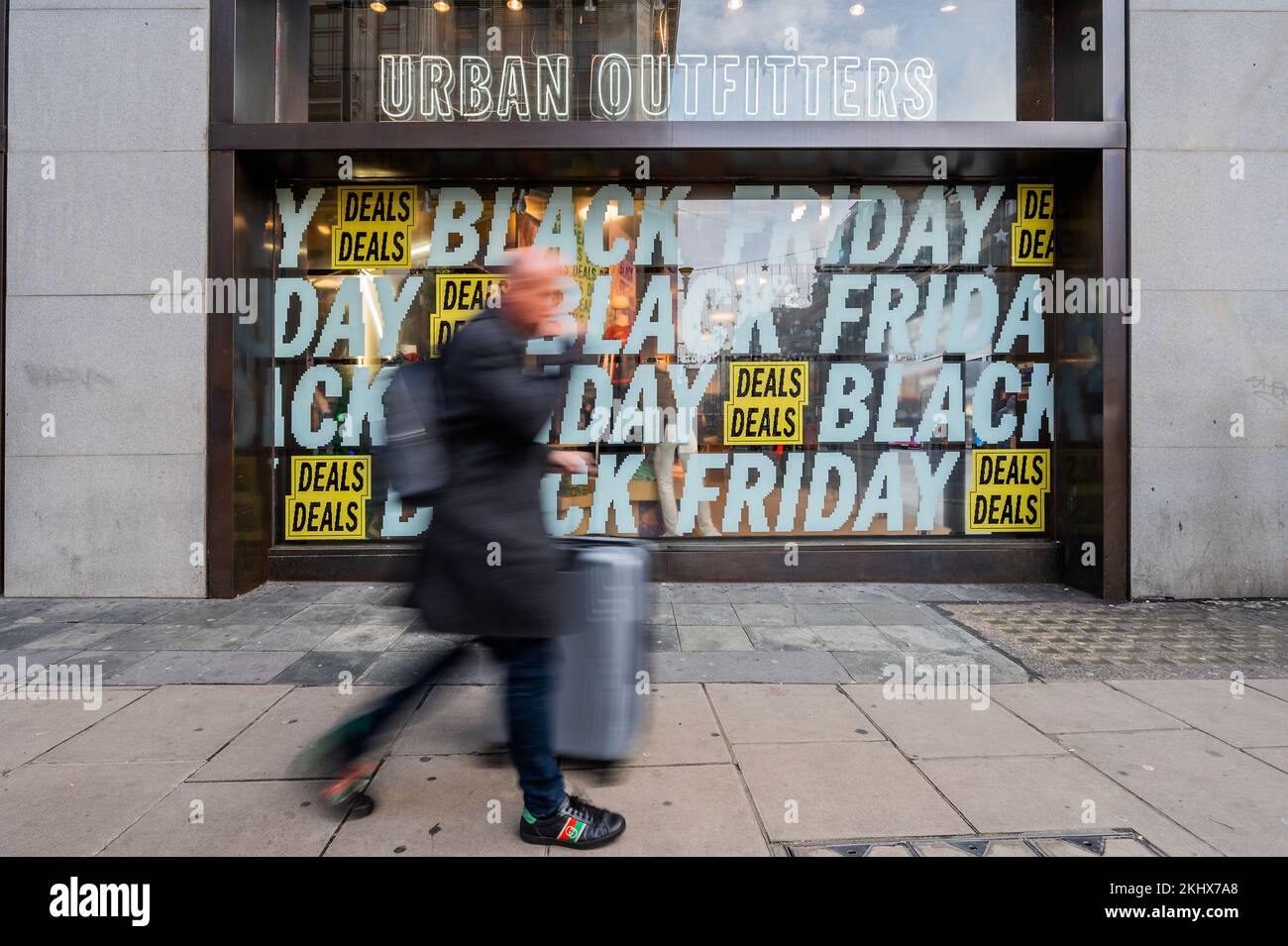 London, UK. 24th Nov, 2022. Black friday deals at Urban Outfitters' flagship store in Oxford Street. Credit: Guy Bell/Alamy Live News Stock Photo
