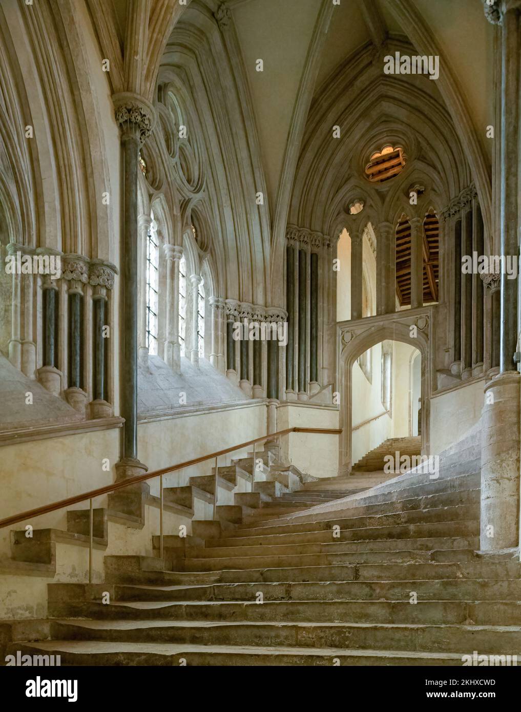 Steps to Chapter House. Wells Cathedral. Stock Photo