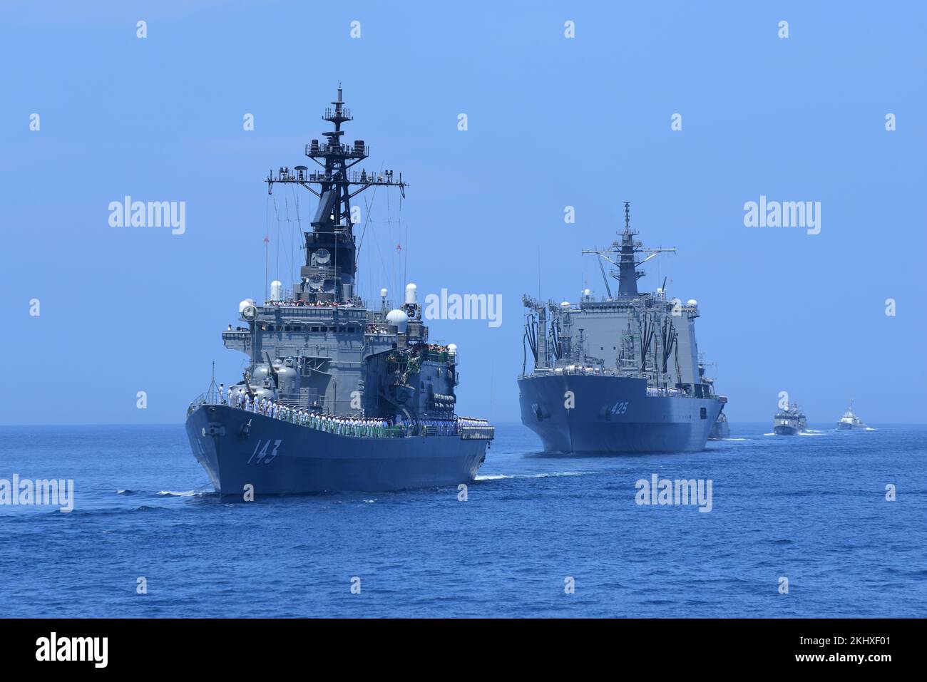 Fleet of JMSDF (Japan Maritime Self-Defense Force) ships. Stock Photo