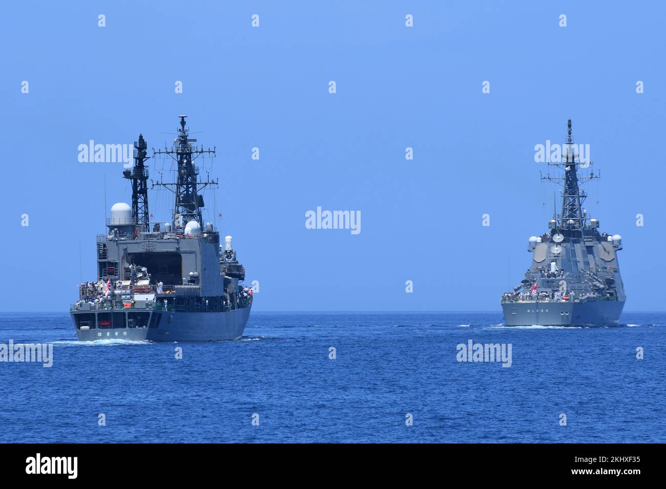 Fleet of JMSDF (Japan Maritime Self-Defense Force) ships. Stock Photo
