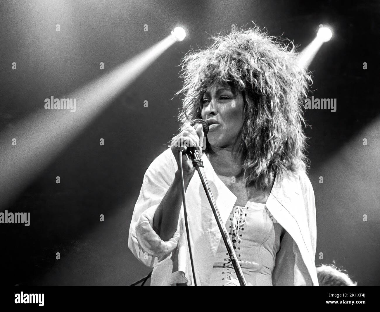 Tina Turner in concert  in Ahoy Rotterdam Holland. 1985- Private Dancer Tour. vvbvanbree fotografie Stock Photo