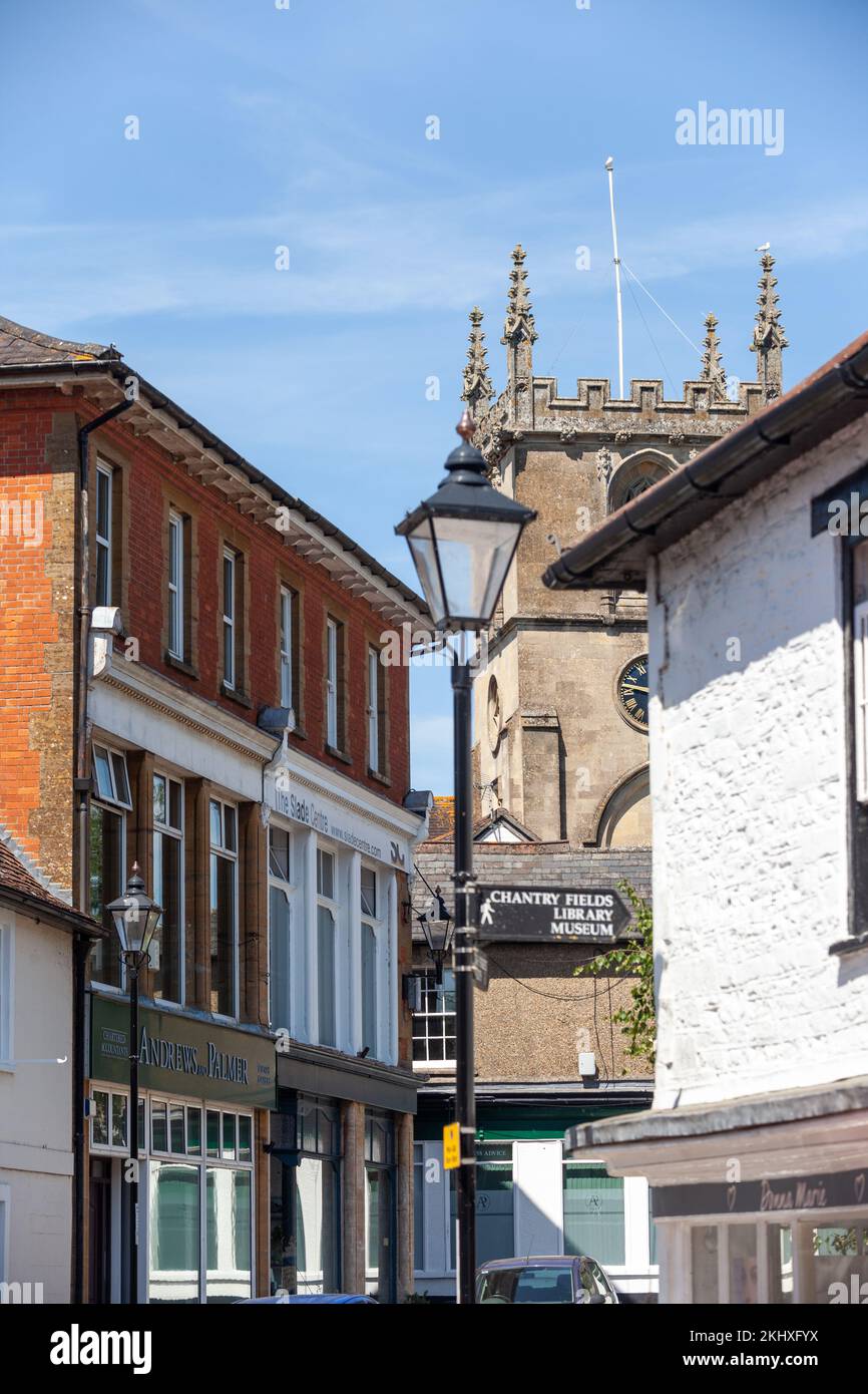 Looking towards St Mary's Church through the streets of Gillingham