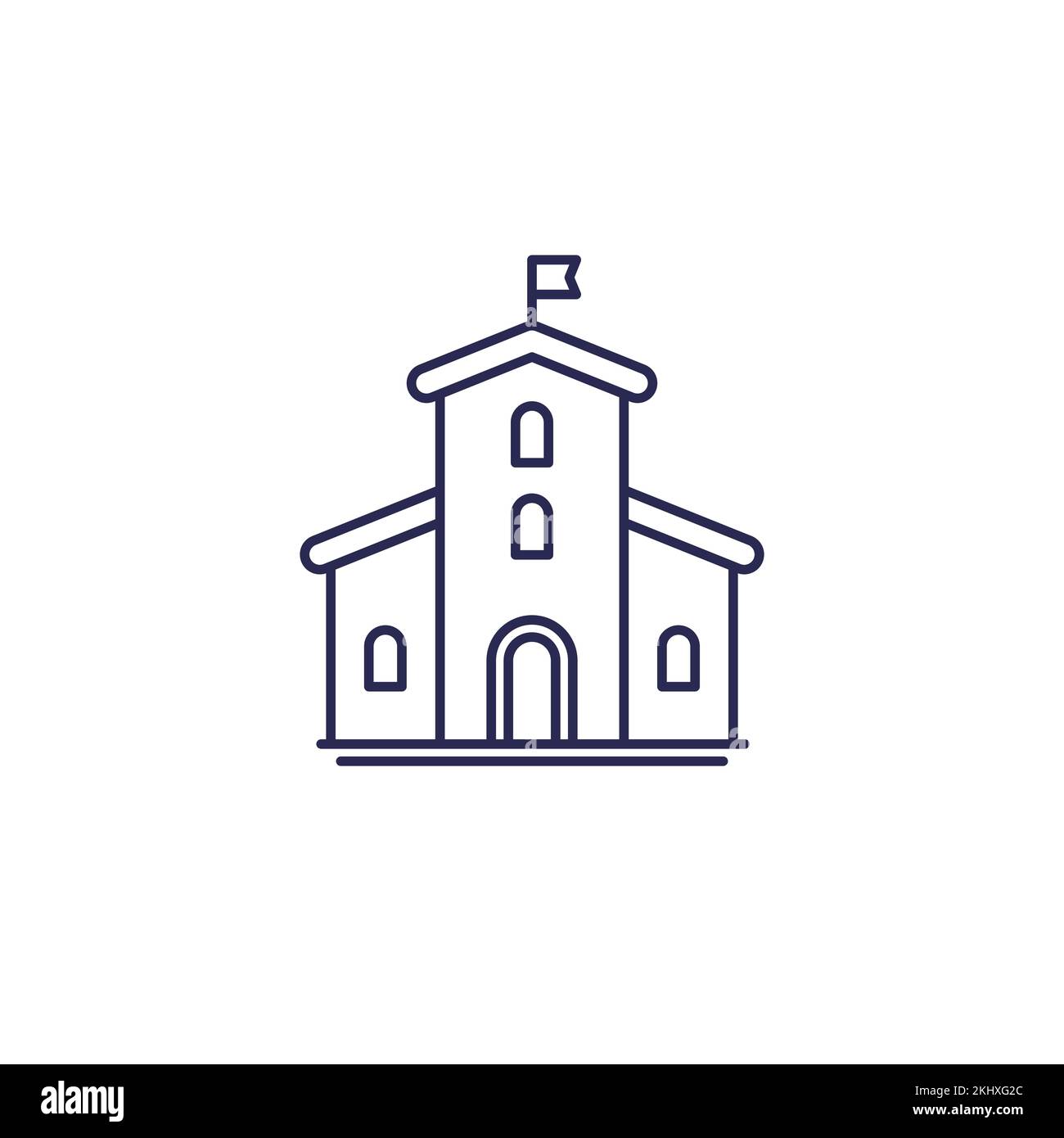 municipal building icon, city hall line vector Stock Vector