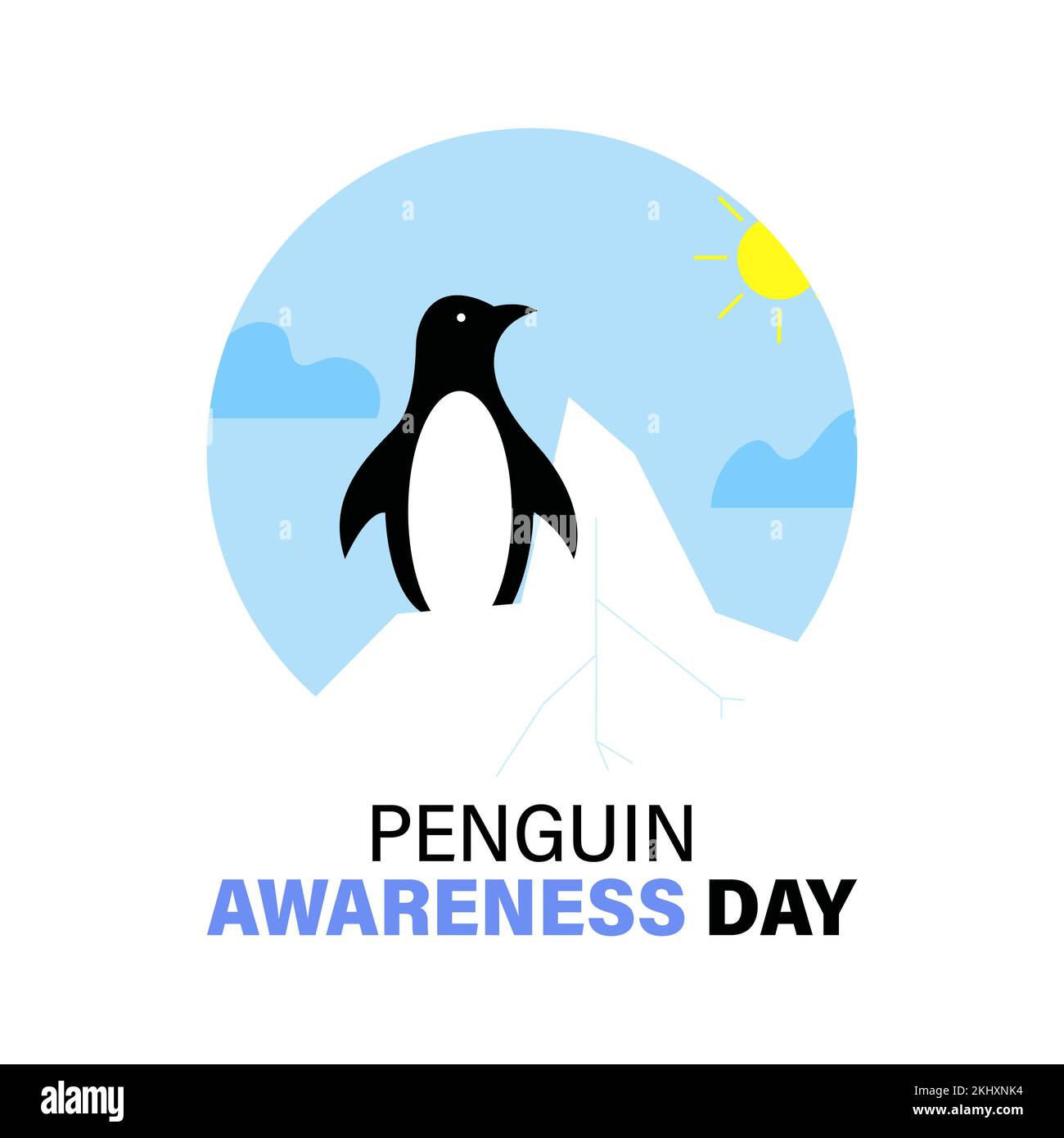 Penguin Awareness Day. Cute animal on an iceberg Stock Vector Image