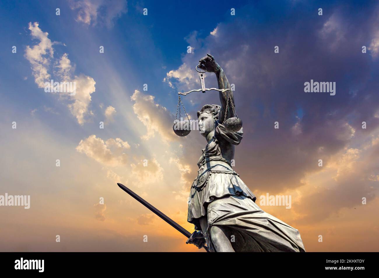 Max Romer Justice Statue of Lady Justice in front of the Romer in Frankfurt - Germany ...