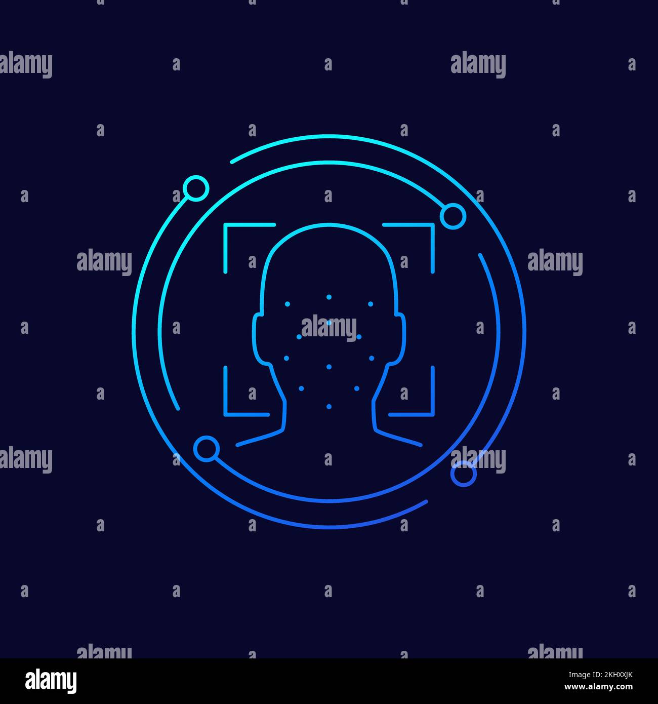 Facial Recognition Icon, Biometric Face Scanning Stock Vector Image ...