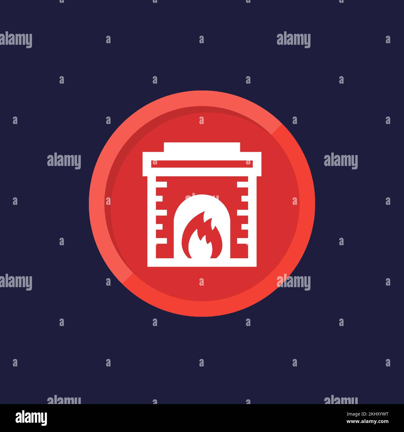 Fireplace icon round vector design stock vector image art alamy