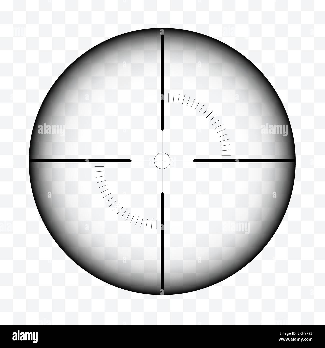 Realistic sniper or hunting rifle sight with reticle and transparent background - crosshair vector Stock Vector