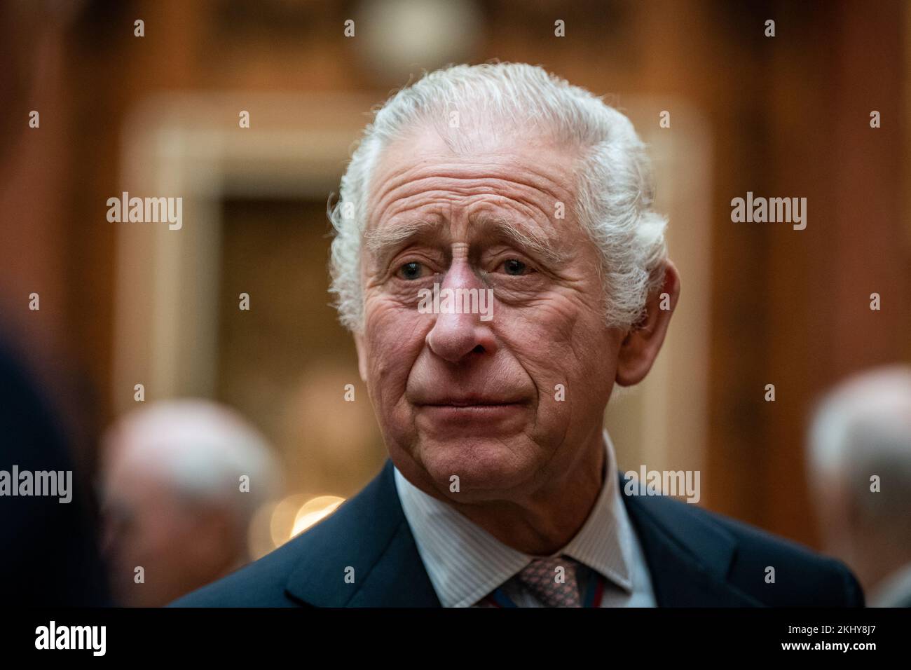 King Charles III during a luncheon for Members of the Order of Merit at Buckingham Palace, London. Picture date: Thursday November 24, 2022. Stock Photo