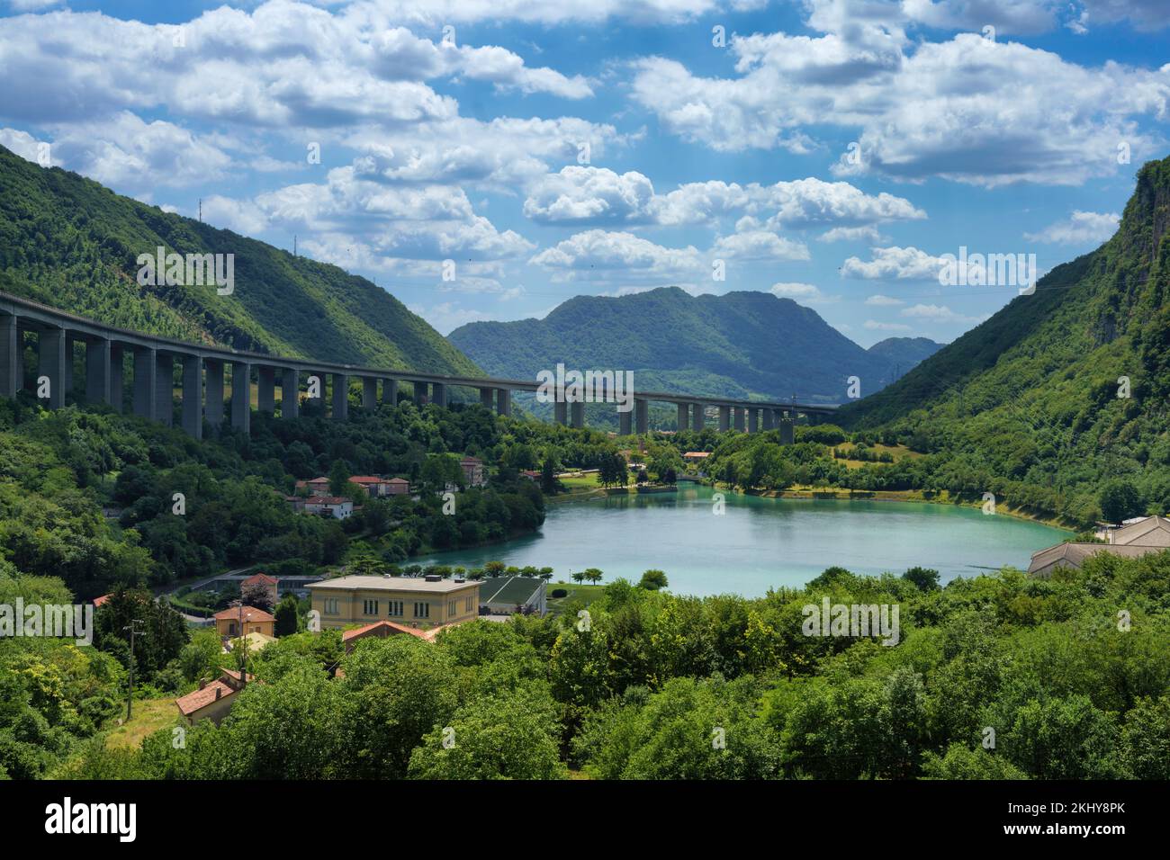 Lake of Santa Croce in Belluno province, Veneto, Italy, at summer Stock Photo