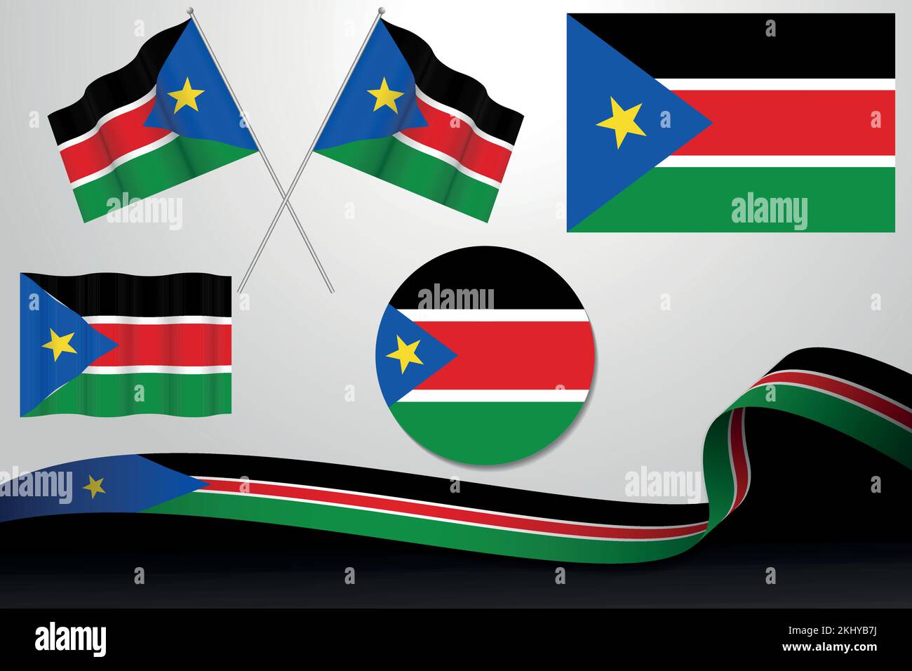 A vector illustration of a set of South Sudan flags in different ...
