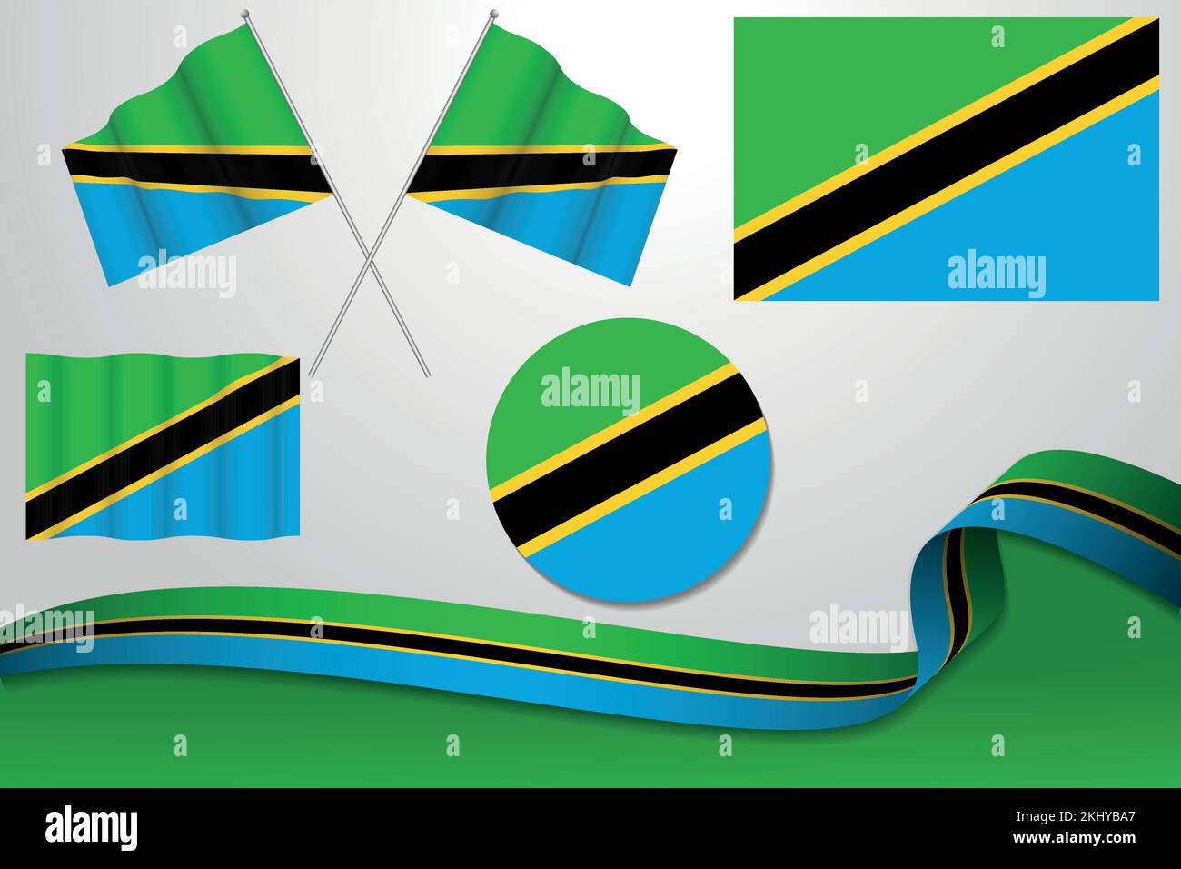 A vector illustration of a set of Tanzania flags in different designs ...