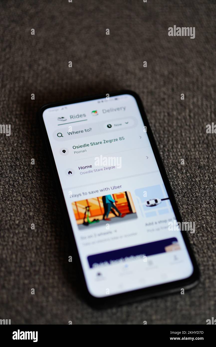 An opened uber application on a huawei smartphone stock photo alamy