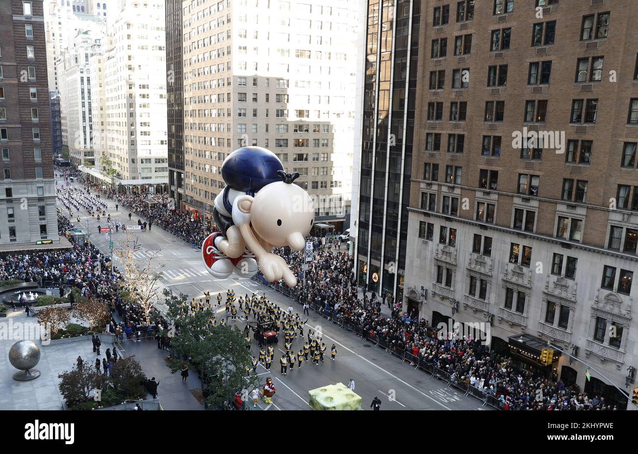 New York, United States. 24th Nov, 2022. The Greg Heffley balloon moves