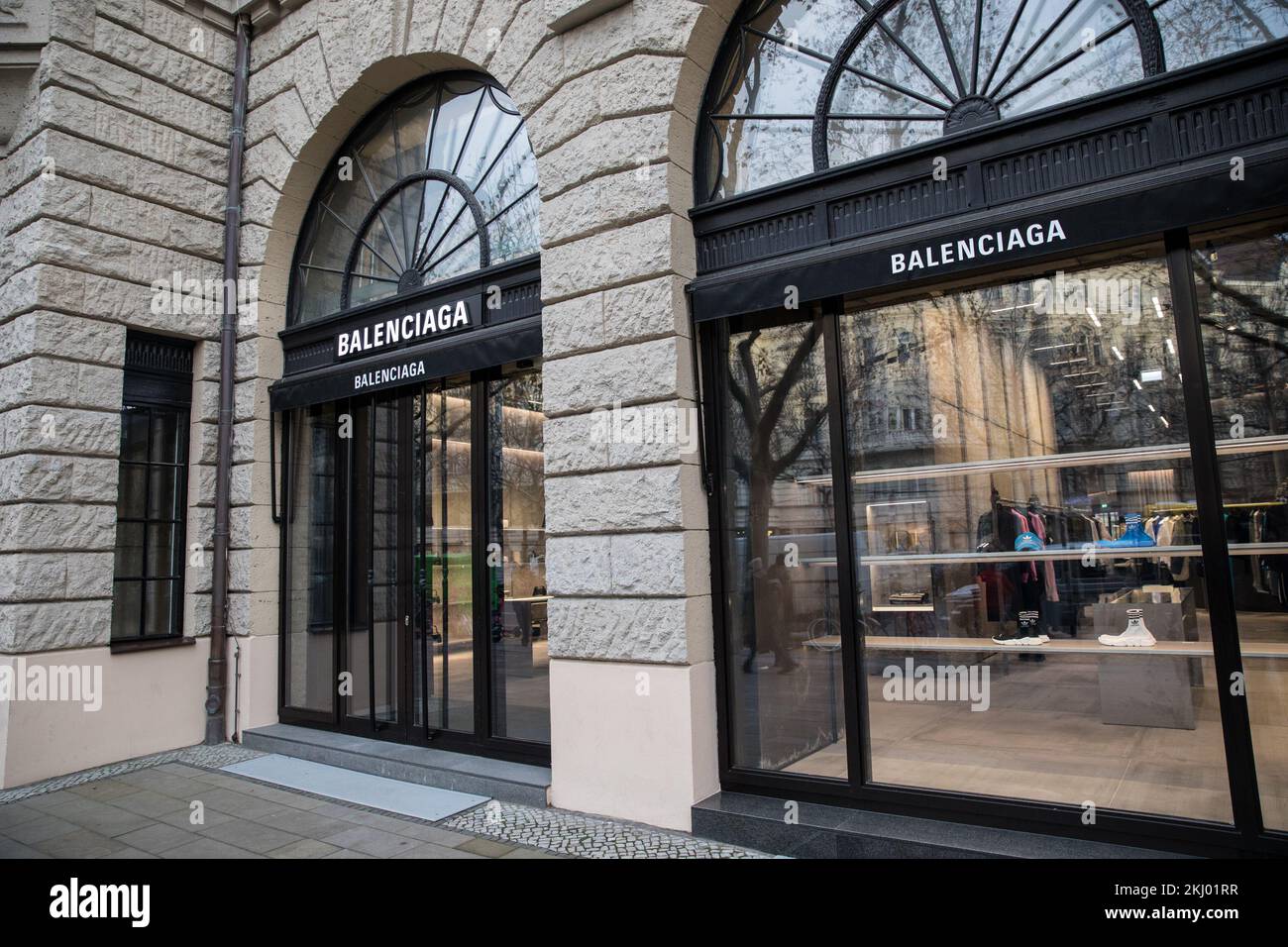 Berlin, Germany. 24th Nov, 2022. Storefront of a Balenciaga store in Berlin  on November 24, 2022. The Spanish-French luxury fashion house Balenciaga is  currently under criticism. The reason is the latest campaign,