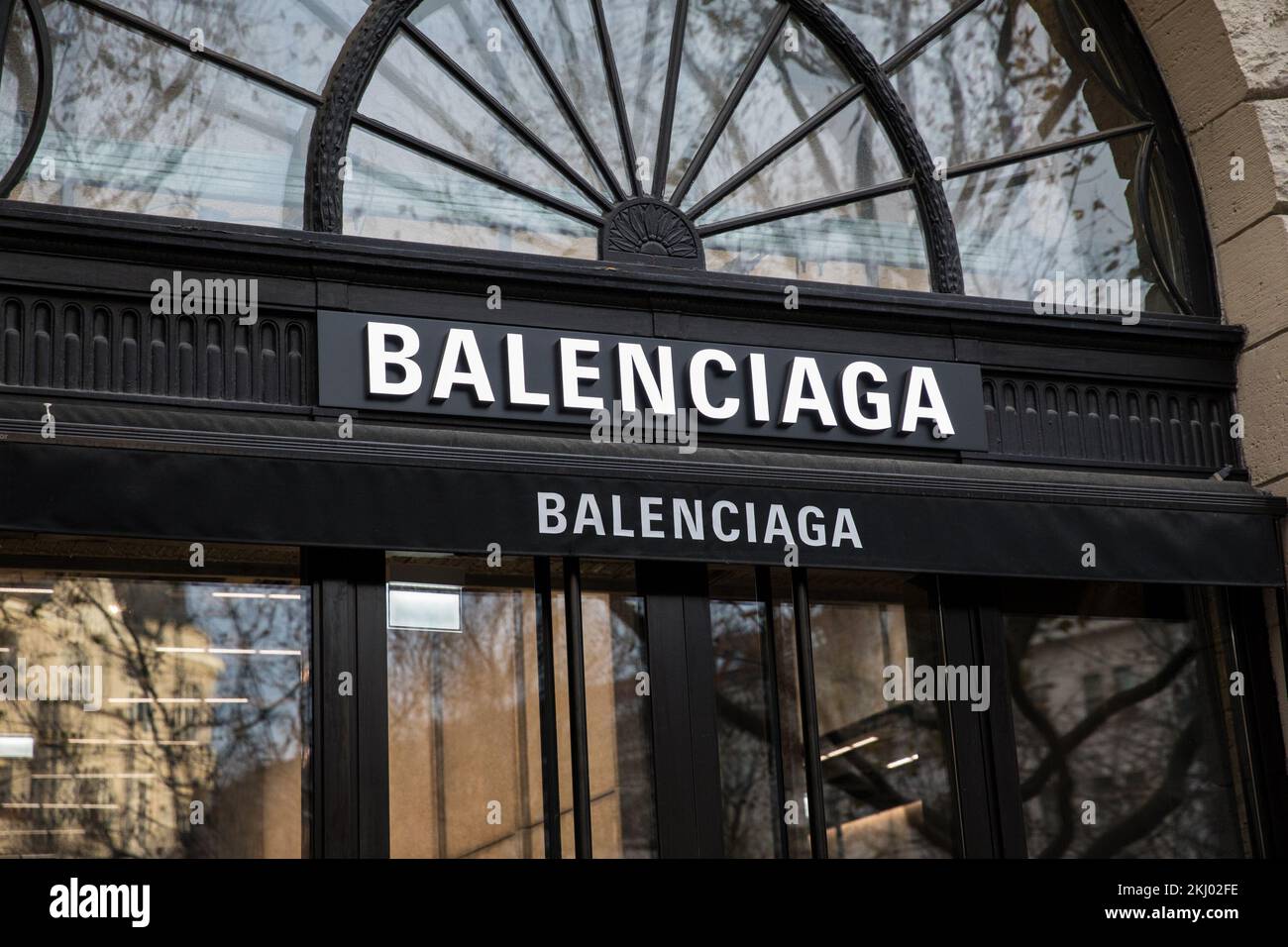 Storefront of a Balenciaga store in Berlin on November 24, 2022. The  Spanish-French luxury fashion house Balenciaga is currently under  criticism. The reason is the latest campaign, in which children were  photographed