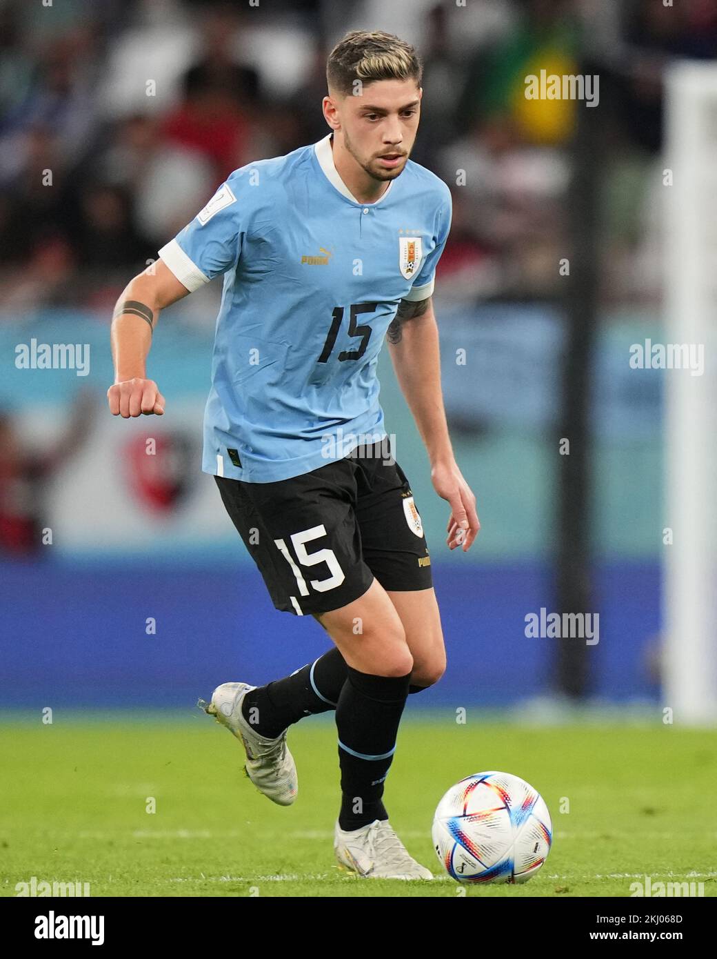 Federico Fede Valverde of Uruguay during the Qatar 2022 World Cup match,  group H, date 1, between Uruguay and Korea Republic played at Education  City Stadium on Nov 24, 2022 in Rayan,