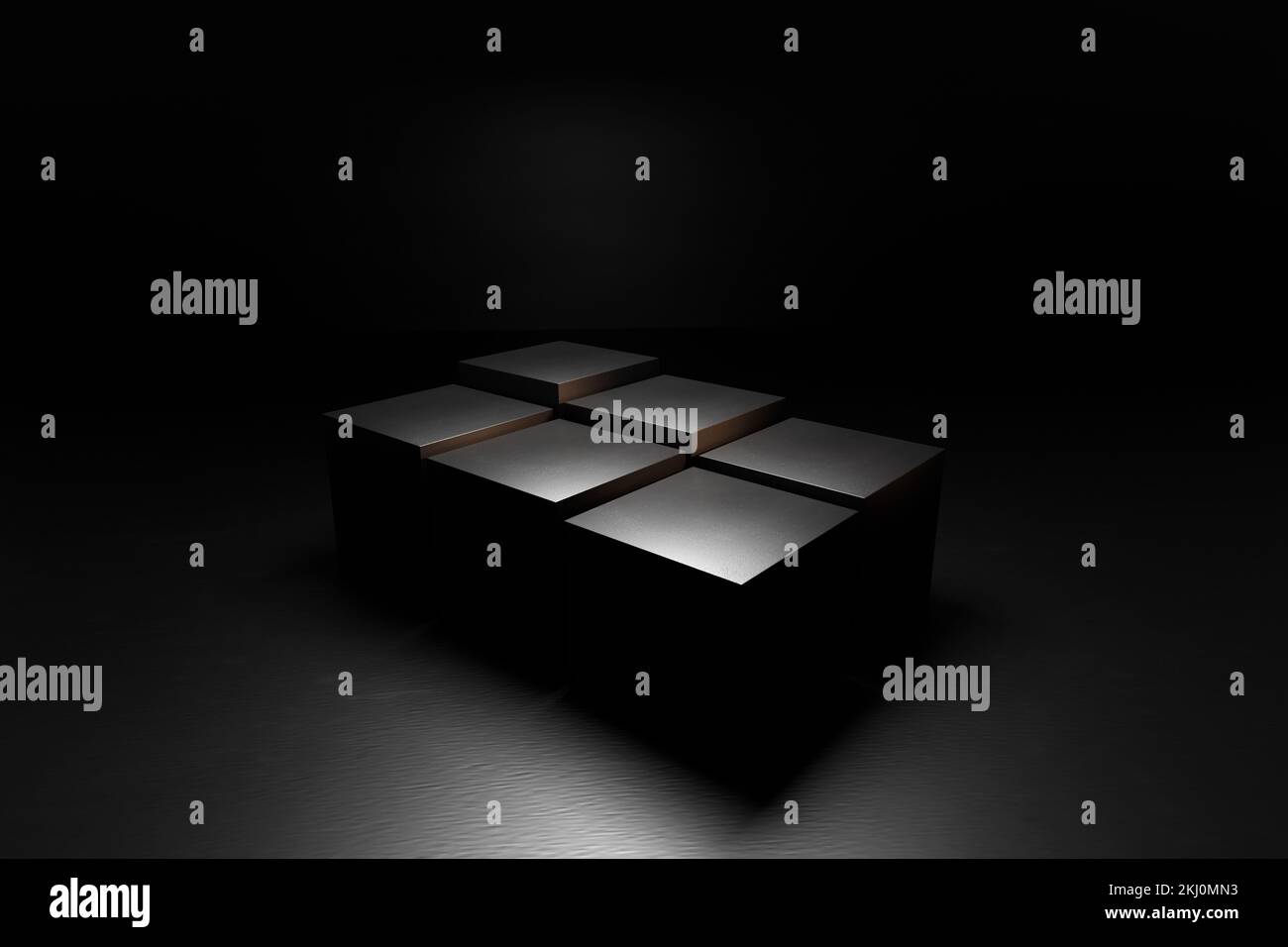 Black painted boxes with various heights and gold edge. Product