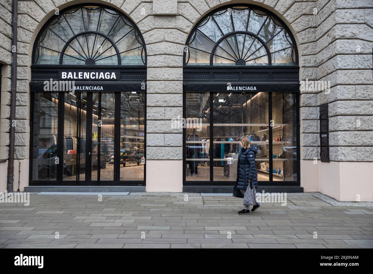 Storefront of a Balenciaga store in Berlin on November 24, 2022. The  Spanish-French luxury fashion house Balenciaga is currently under  criticism. The reason is the latest campaign, in which children were  photographed