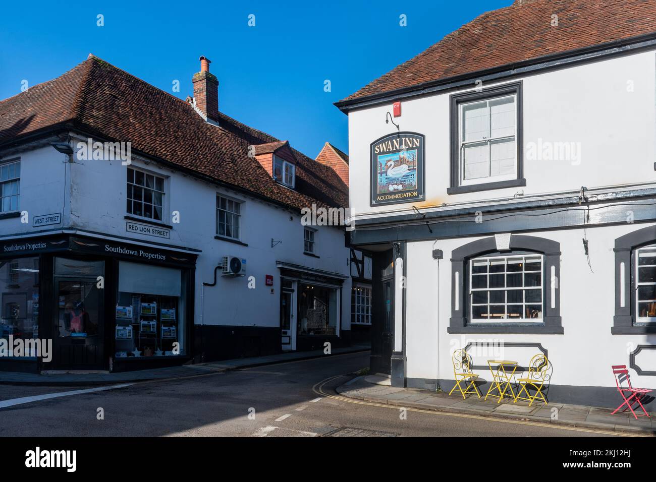 The Swan Inn, a historic pub in Midhurst town centre, West Sussex, England, UK Stock Photo
