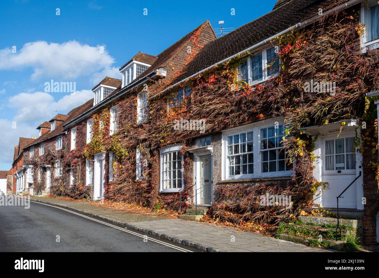 View of properties in Church Hill, Midhurst, West Sussex, England, UK, during November Stock Photo