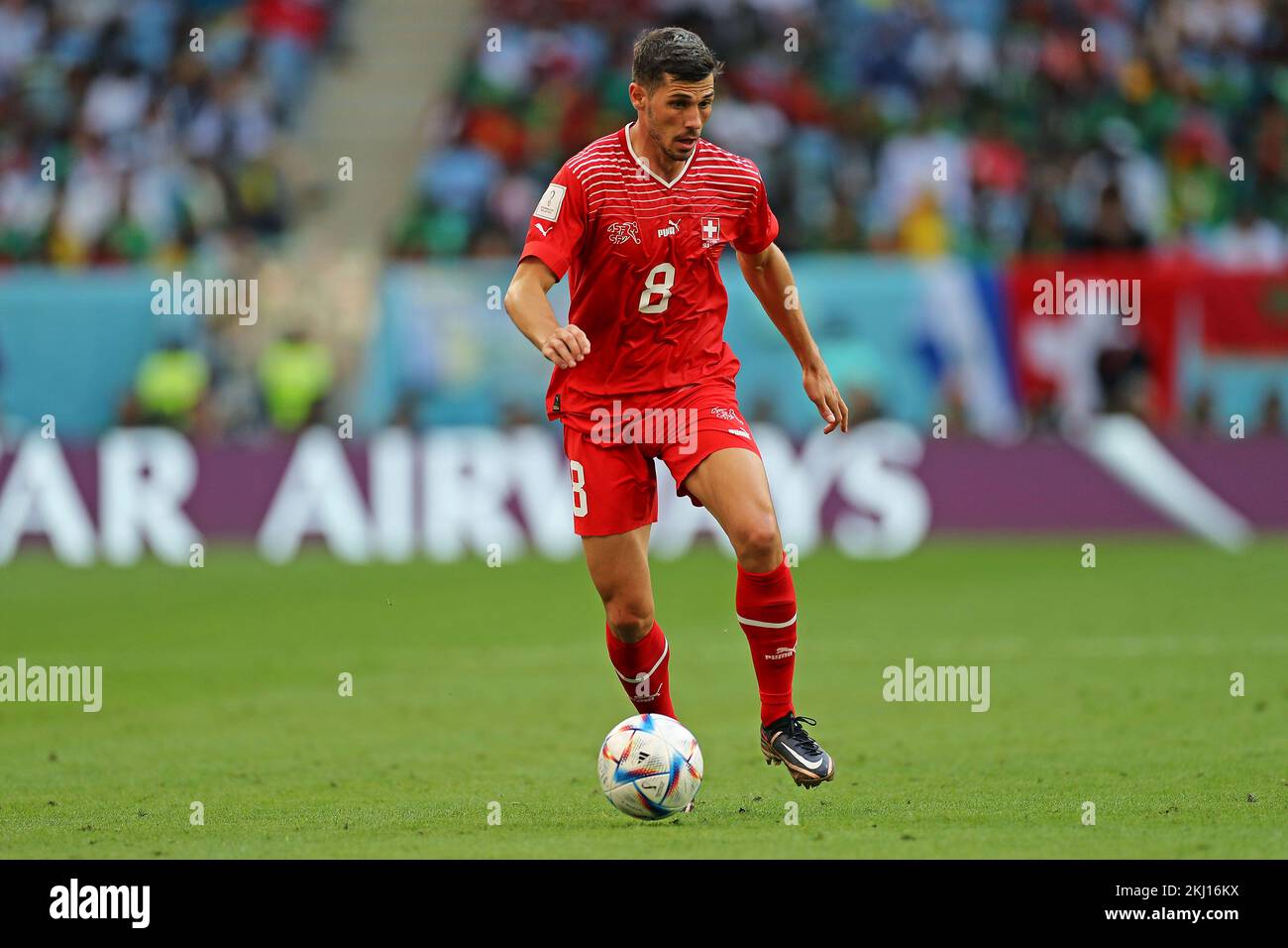 Remo Freuler da Suíça during the Qatar 2022 World Cup match, group G, date 1, between Switzerland and Cameroon played at Al Janoub Stadium on Nov 24, 2022 in Al-Wakrah, Qatar. (Photo by PRESSINPHOTO) Stock Photo