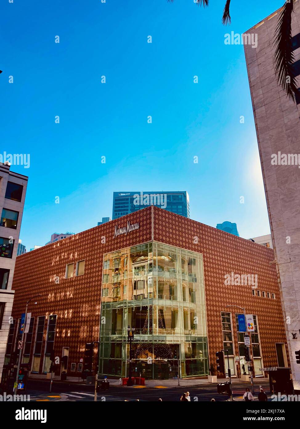 A vertical of the Neiman Marcus clothing store exterior in San