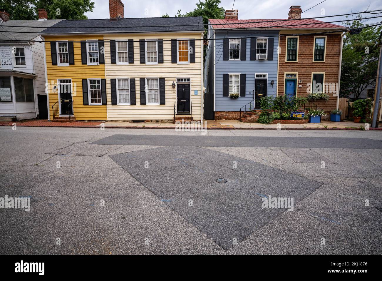 Colored houses linked together in Annapolis Maryland USA Stock Photo