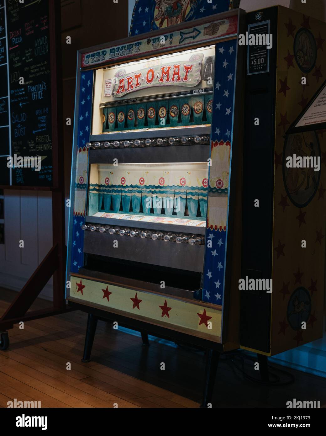 Artomat machine is a repurposed cigarette vending machine that