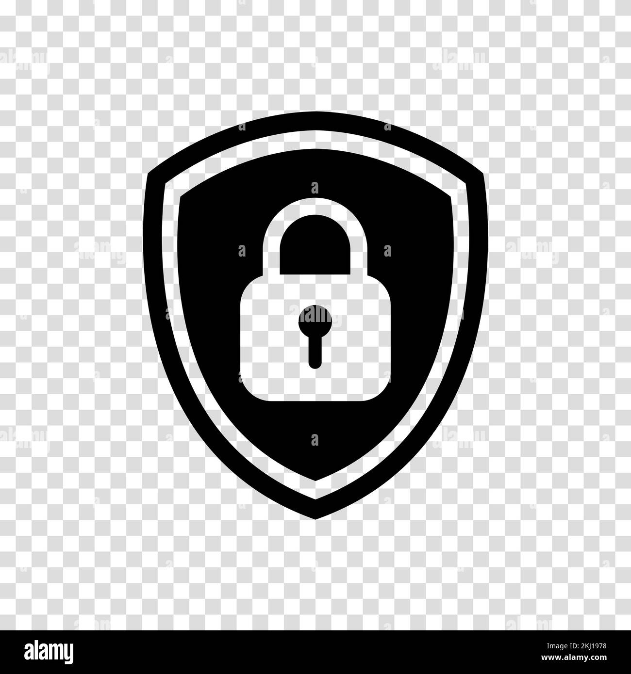 Icon or symbol of a shield with a closed padlock. Sign lock on a ...