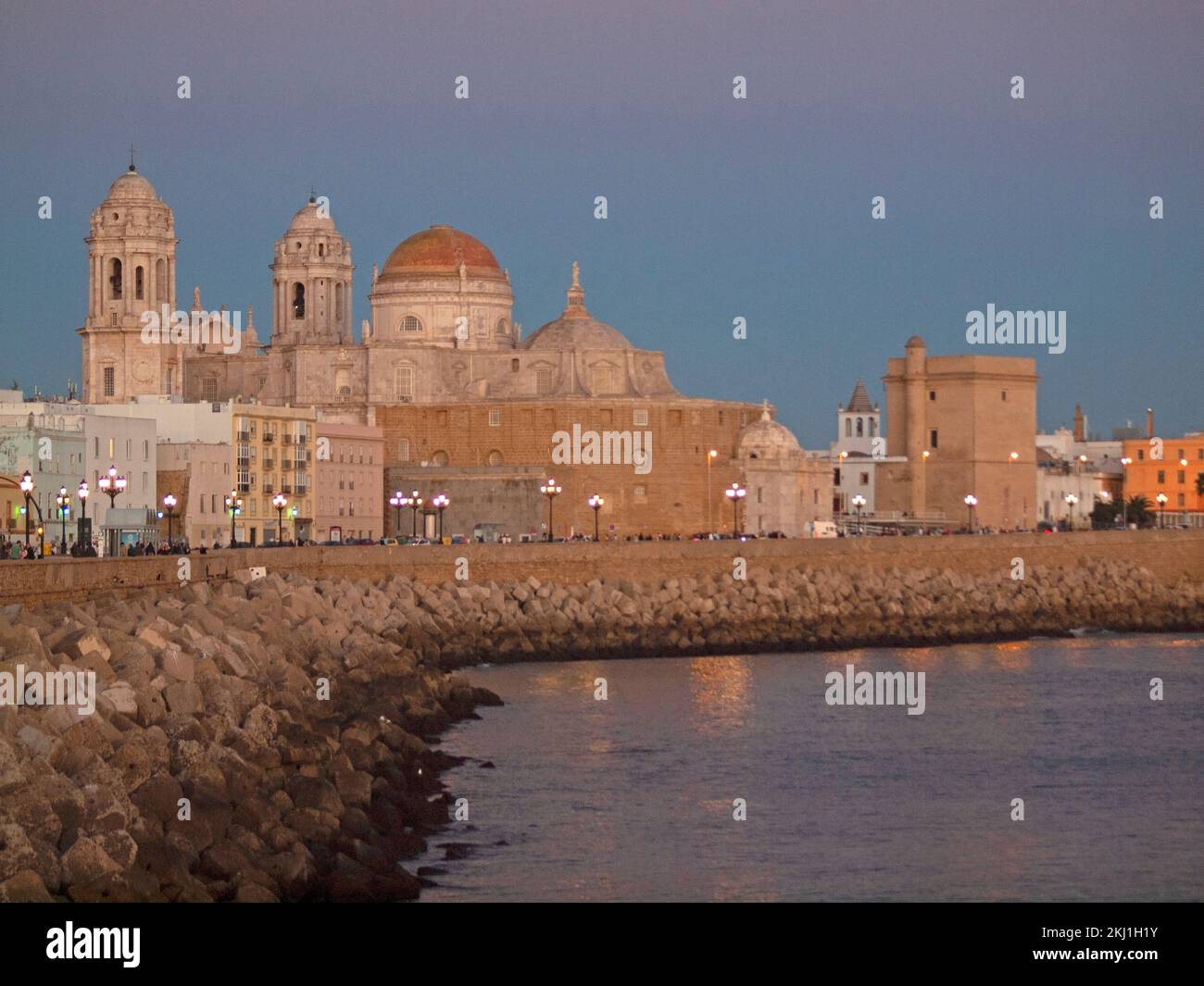 The seafront at Cadiz Old Town Stock Photo