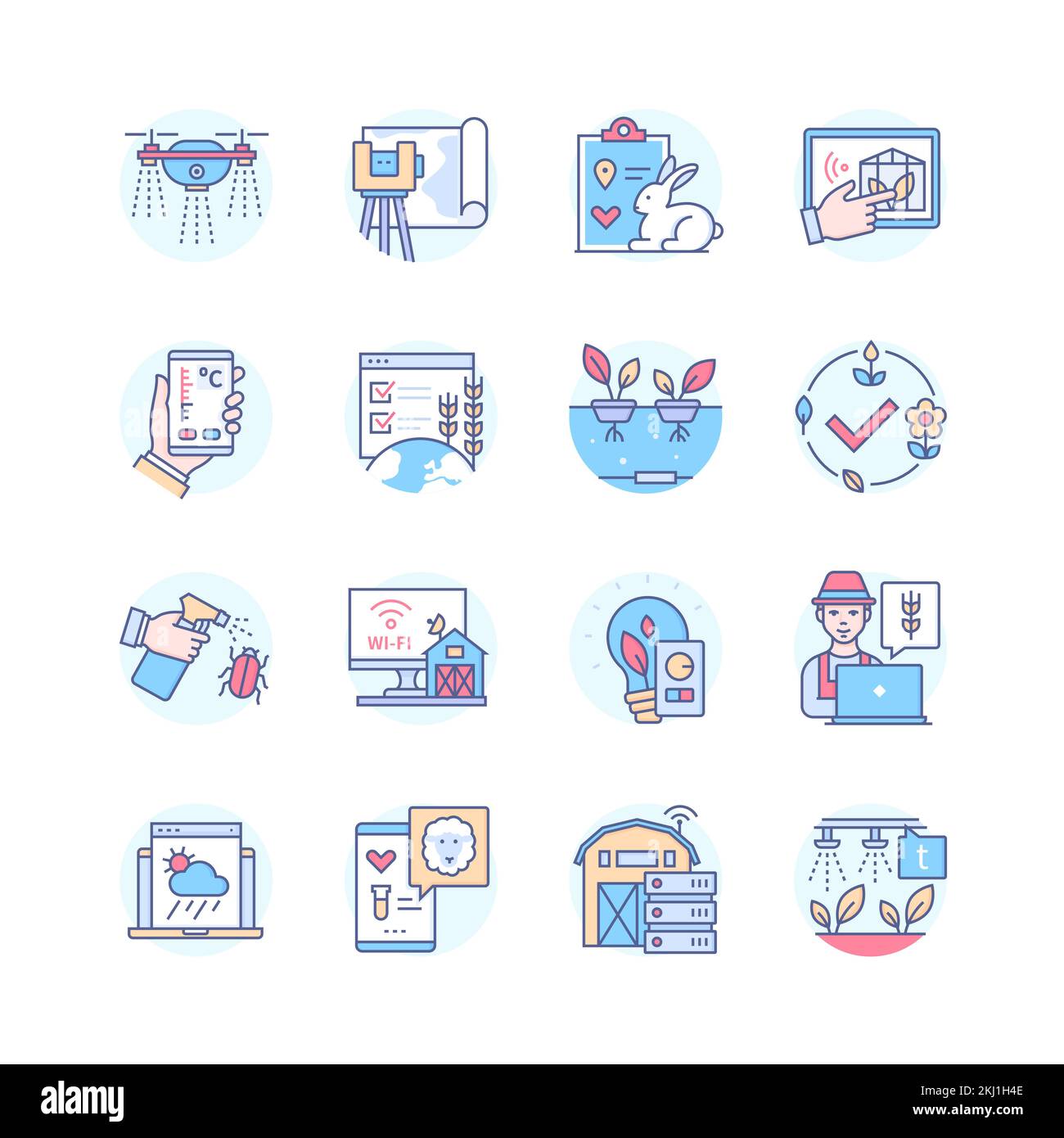 Smart farm - line design style icons set Stock Vector Image & Art - Alamy