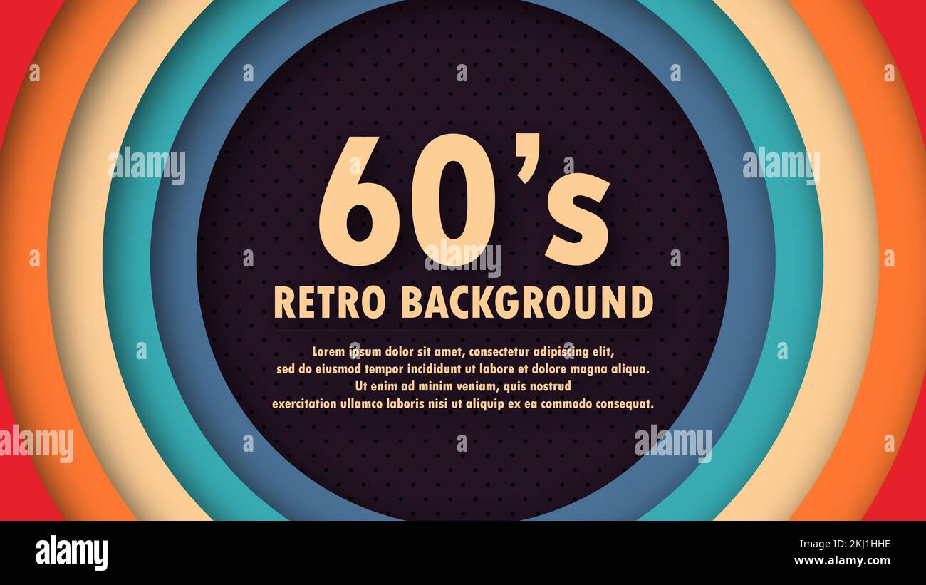 Abstract 1960's perforation background with retro colors and circles ...