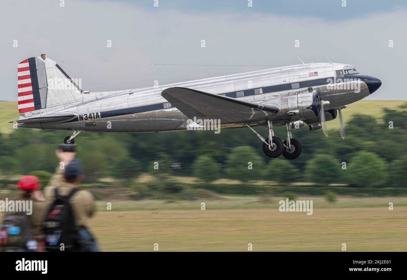 Douglas DC-3 Dakota/Douglas C-47 Skytrain Imperial War Museum Duxford, England Daks Over Duxford, 2019 (Photo by Cody Froggatt) Stock Photo