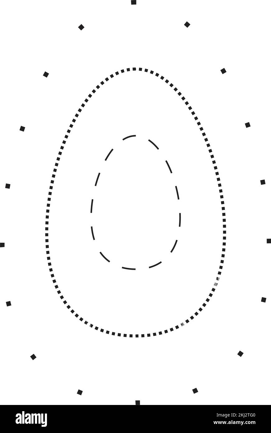 Tracing oval shape symbol, dashed and dotted broken line element for