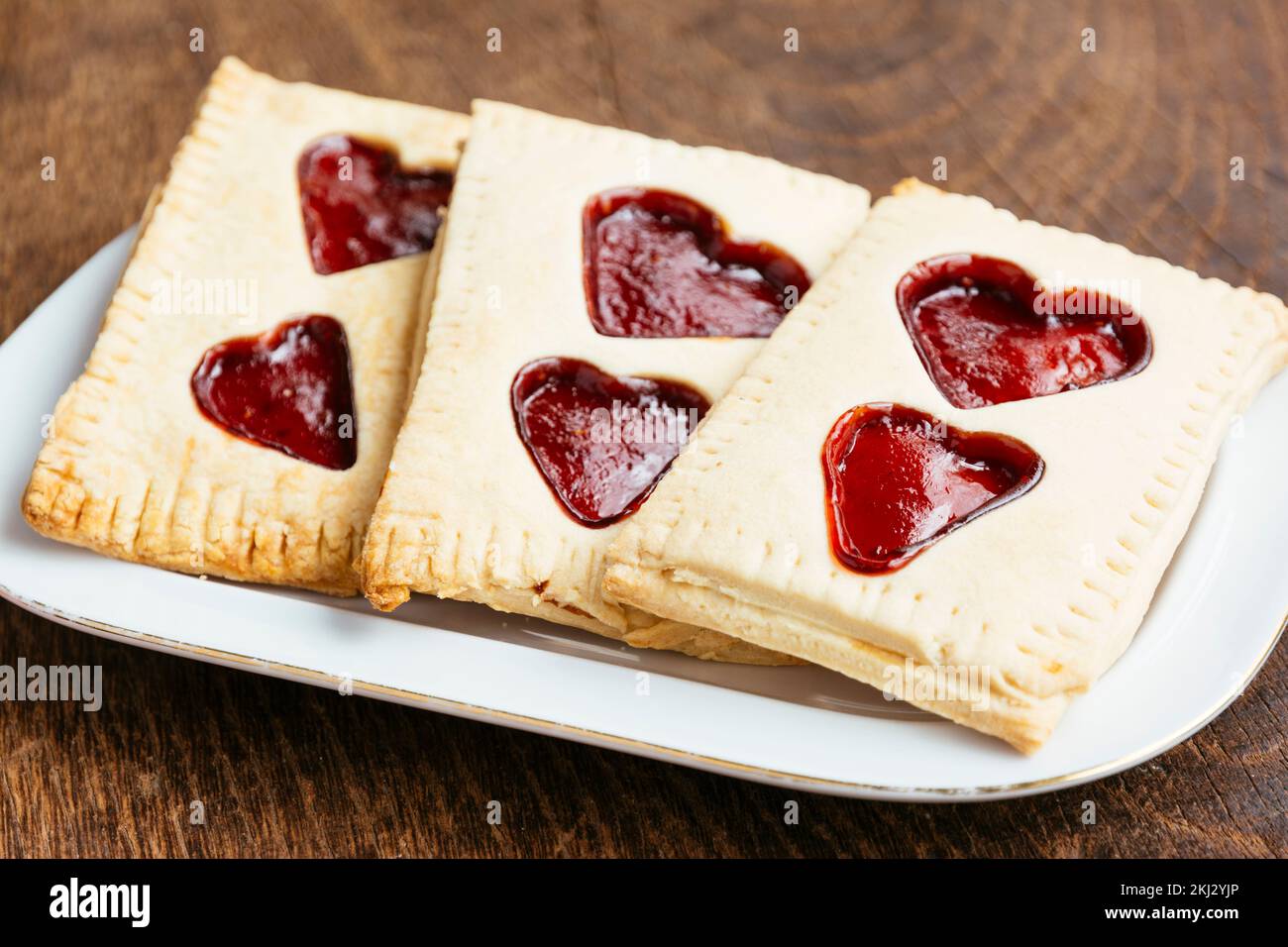 Toaster pastries with a red currant jam filling. Stock Photo