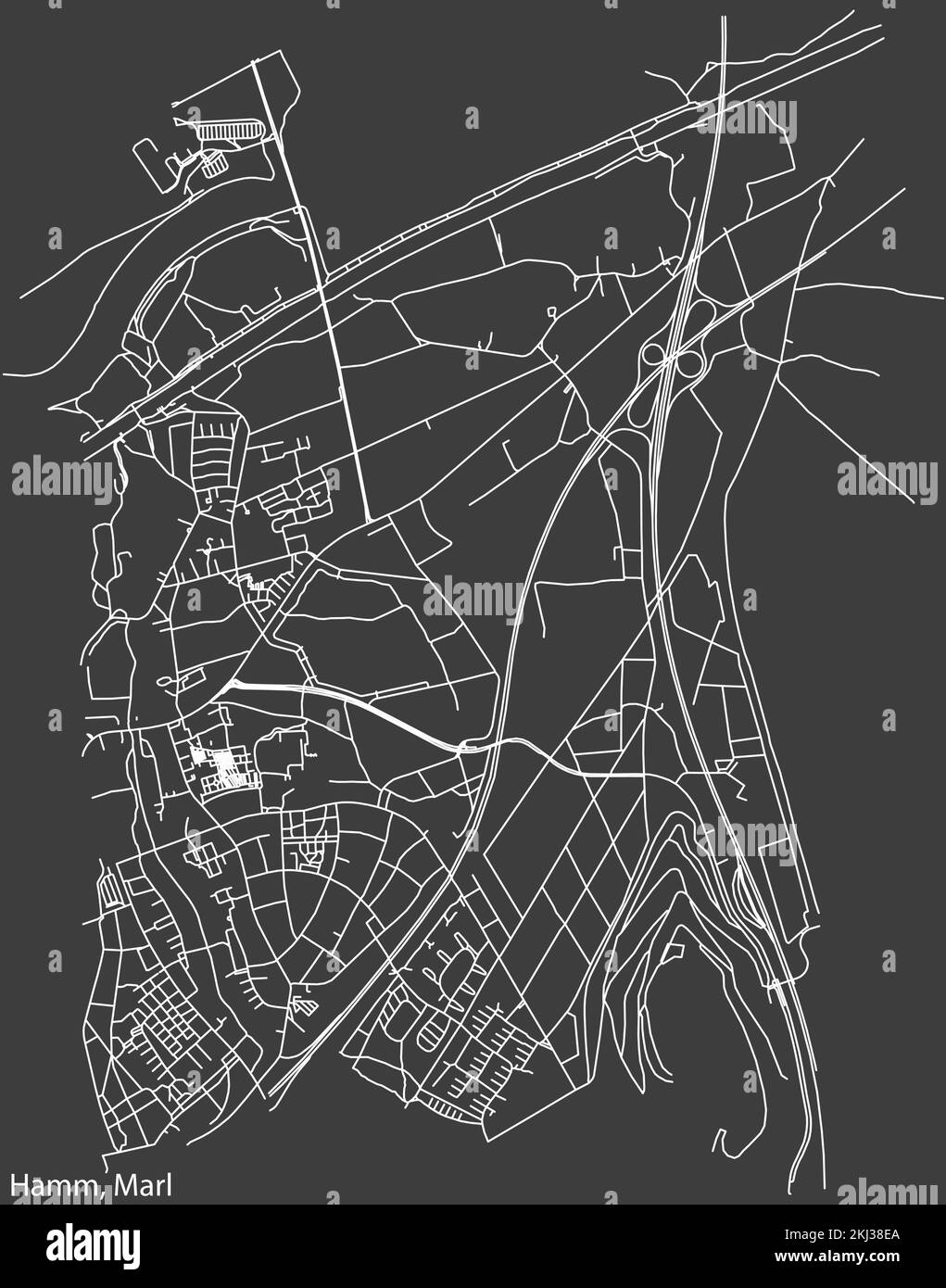Street roads map of the HAMM MUNICIPALITY, MARL Stock Vector