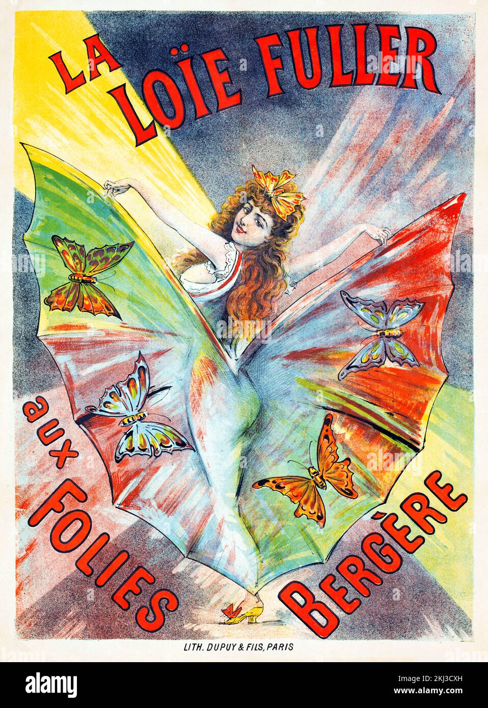 La Loïe Fuller at the Folies Bergère - PAL illustration - Jean de Paleologu (or Paleologue) (1855 – 24 November 1942) Stock Photo